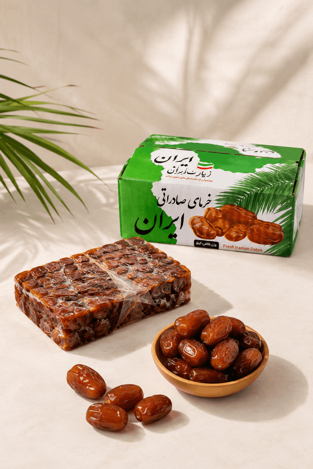 بسته اقتصادی کارتن 1 کیلویی خرمای شیره دار فشرده